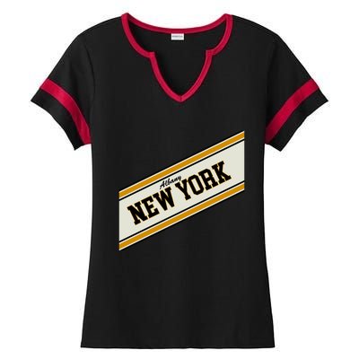 Albany New York Varsity Logo Ladies Halftime Notch Neck Tee