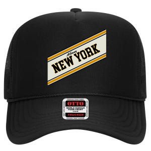 Albany New York Varsity Logo High Crown Mesh Back Trucker Hat