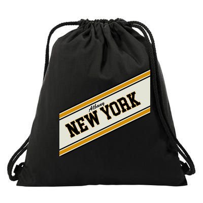 Albany New York Varsity Logo Drawstring Bag