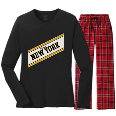 Albany New York Varsity Logo Women's Long Sleeve Flannel Pajama Set 