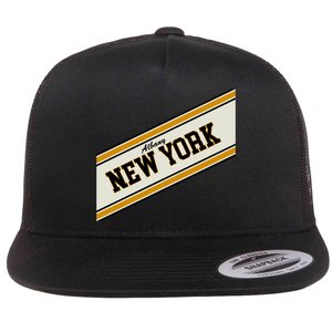 Albany New York Varsity Logo Flat Bill Trucker Hat