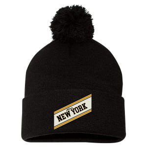 Albany New York Varsity Logo Pom Pom 12in Knit Beanie