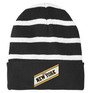 Albany New York Varsity Logo Striped Beanie with Solid Band