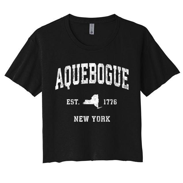 Aquebogue New York Ny Vintage Athletic Women's Crop Top Tee