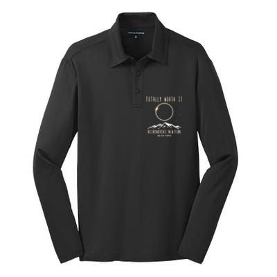 Adirondacks New York 2024 Total Solar Eclipse Silk Touch Performance Long Sleeve Polo