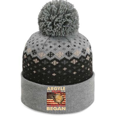 Argyle New York Usa Flag Independence Day Meaningful Gift The Baniff Cuffed Pom Beanie