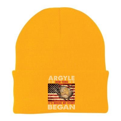 Argyle New York Usa Flag Independence Day Meaningful Gift Knit Cap Winter Beanie