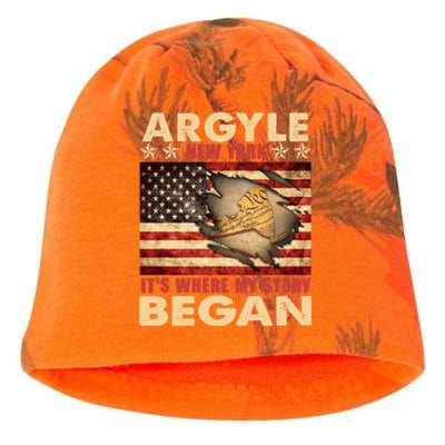 Argyle New York Usa Flag Independence Day Meaningful Gift Kati - Camo Knit Beanie