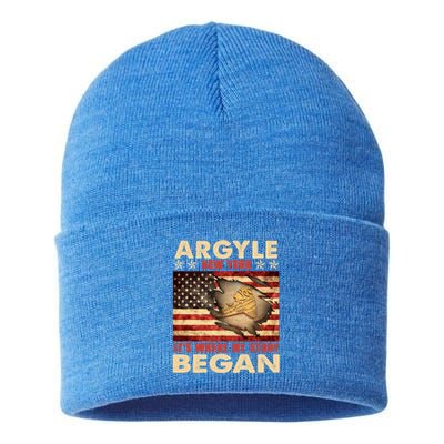 Argyle New York Usa Flag Independence Day Meaningful Gift Sustainable Knit Beanie