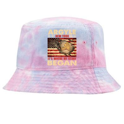 Argyle New York Usa Flag Independence Day Meaningful Gift Tie-Dyed Bucket Hat