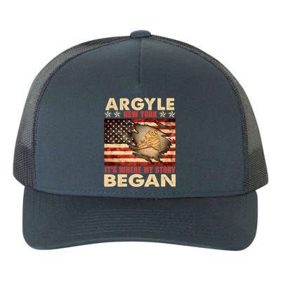 Argyle New York Usa Flag Independence Day Meaningful Gift Yupoong Adult 5-Panel Trucker Hat