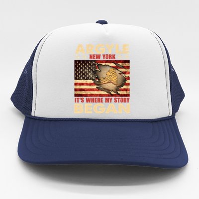 Argyle New York Usa Flag Independence Day Meaningful Gift Trucker Hat