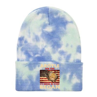 Argyle New York Usa Flag Independence Day Meaningful Gift Tie Dye 12in Knit Beanie