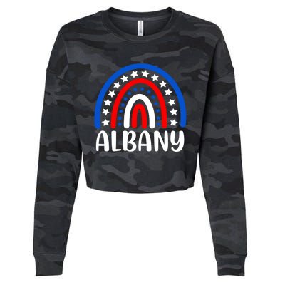 Albany New York Gift I Love Albany Usa Gift Cropped Pullover Crew