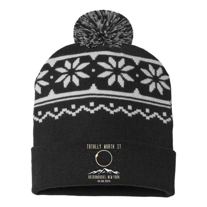 Adirondacks New York 2024 Total Solar Eclipse USA-Made Snowflake Beanie