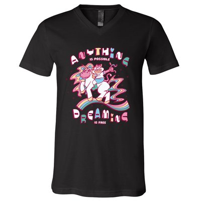 Anything Is Possible Dreaming Is Free V-Neck T-Shirt