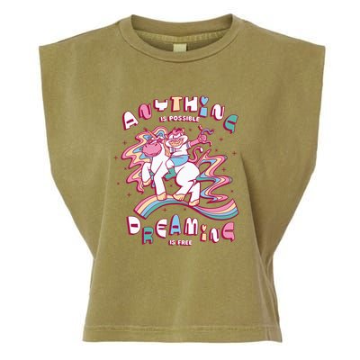 Anything Is Possible Dreaming Is Free Garment-Dyed Women's Muscle Tee