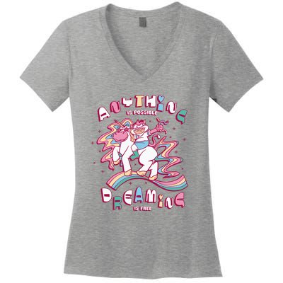 Anything Is Possible Dreaming Is Free Women's V-Neck T-Shirt