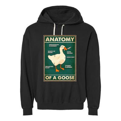 Anatomy Of A Goose With Knife Garment-Dyed Fleece Hoodie