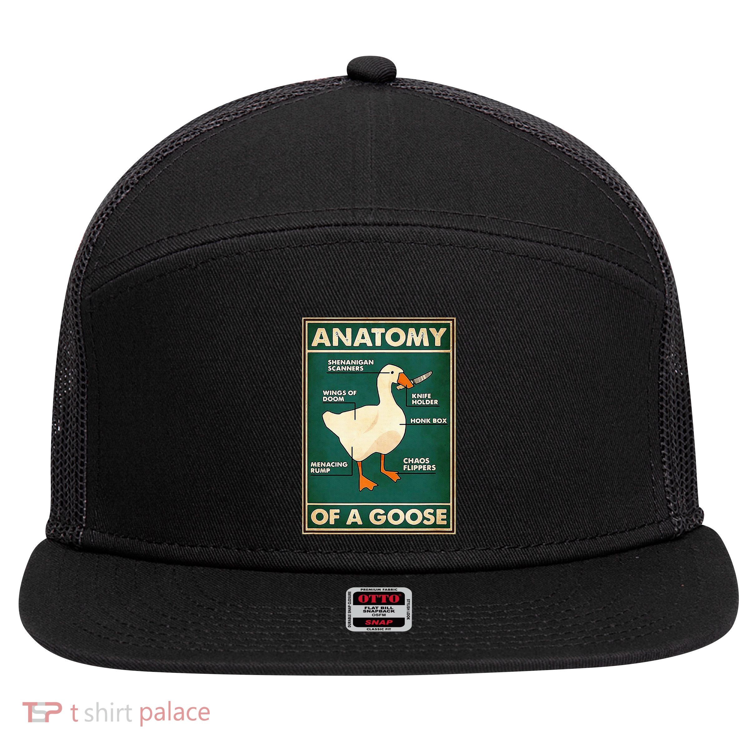 Anatomy Of A Goose With Knife 7 Panel Mesh Trucker Snapback Hat