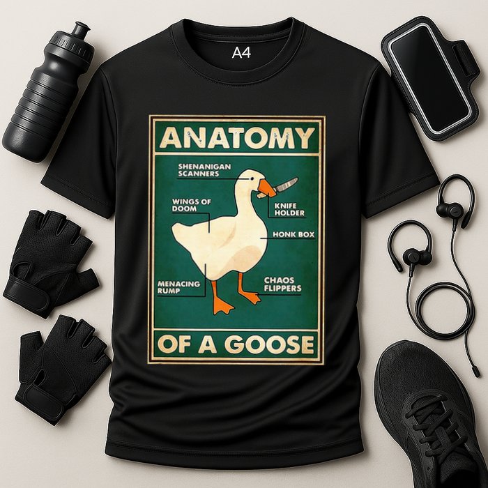 Anatomy Of A Goose With Knife Cooling Performance Crew T-Shirt