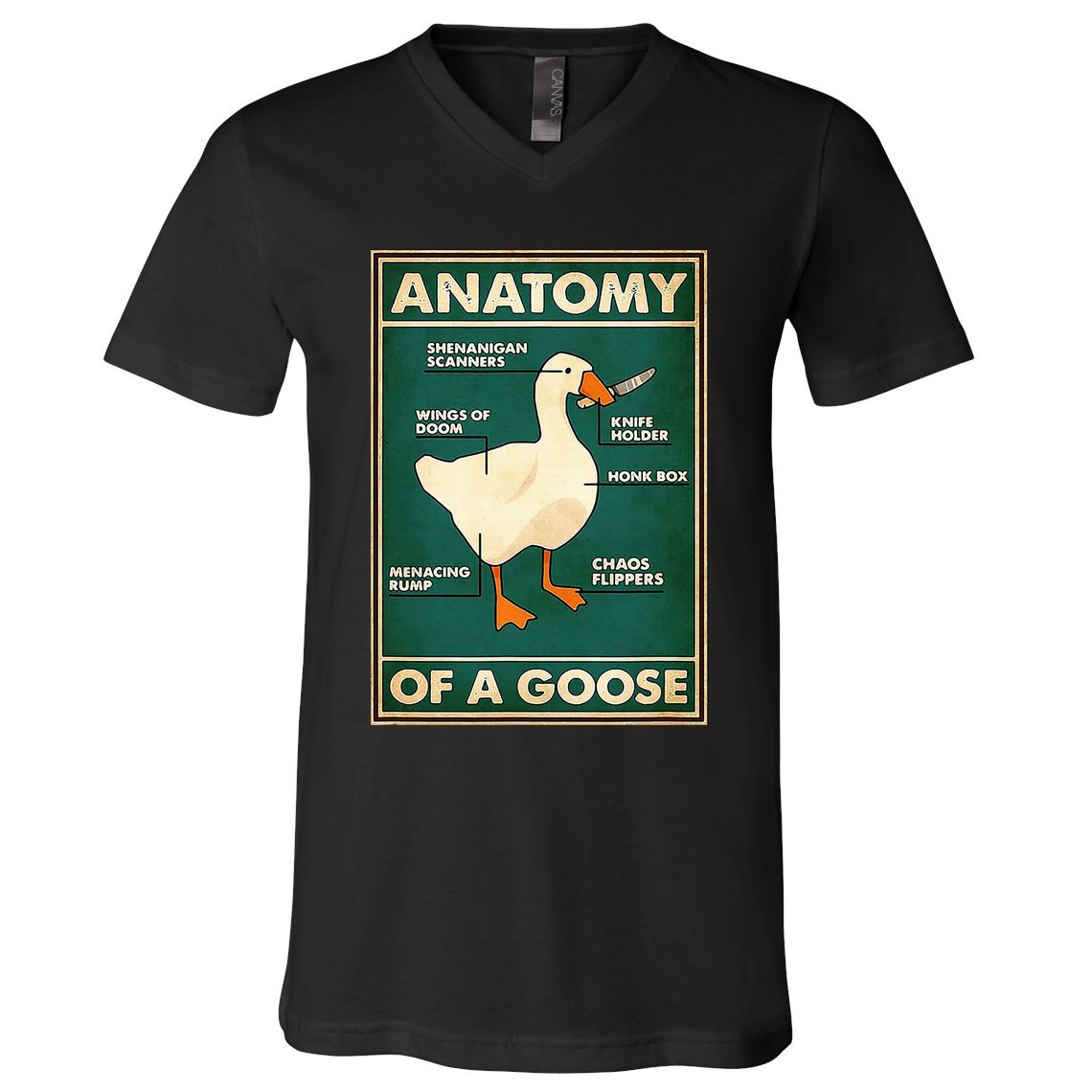 Anatomy Of A Goose With Knife V-Neck T-Shirt