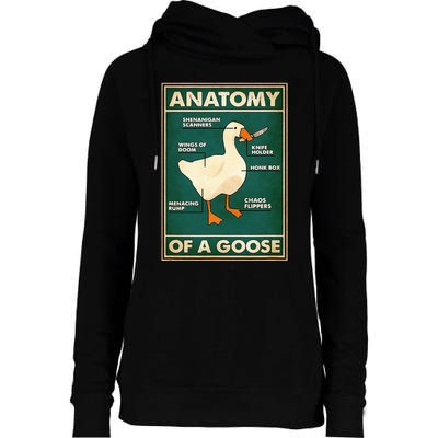 Anatomy Of A Goose With Knife Womens Funnel Neck Pullover Hood