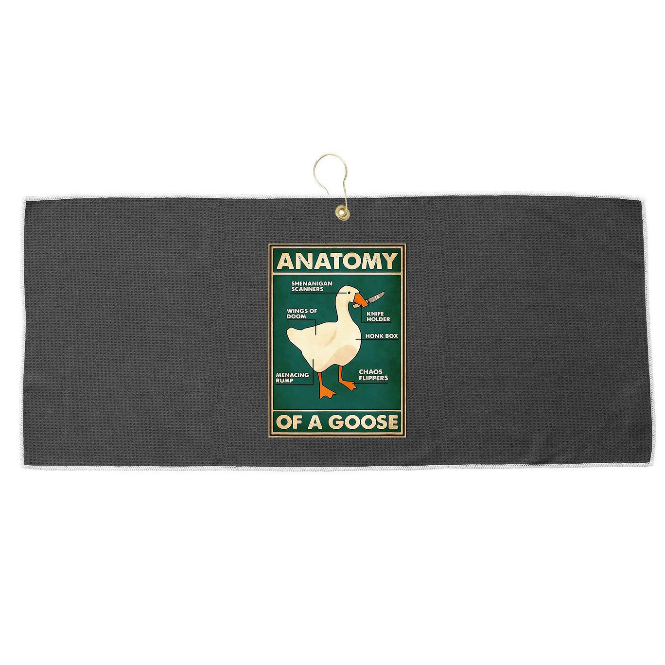 Anatomy Of A Goose With Knife Large Microfiber Waffle Golf Towel
