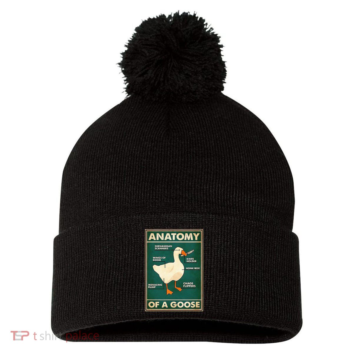 Anatomy Of A Goose With Knife Pom Pom 12in Knit Beanie