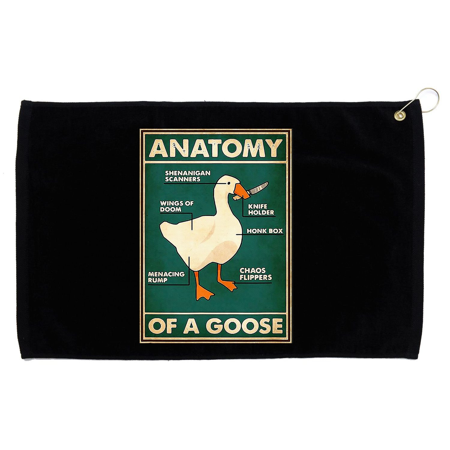 Anatomy Of A Goose With Knife Grommeted Golf Towel