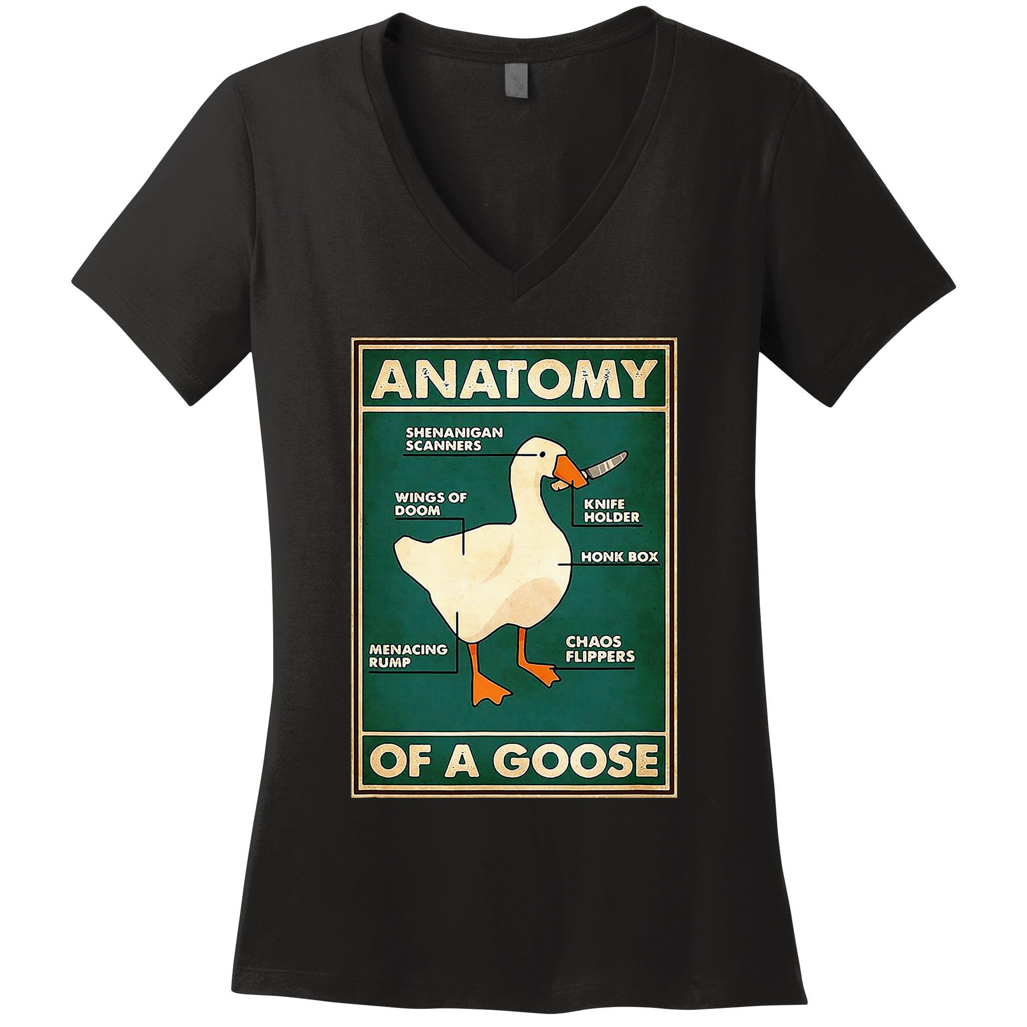 Anatomy Of A Goose With Knife Women's V-Neck T-Shirt