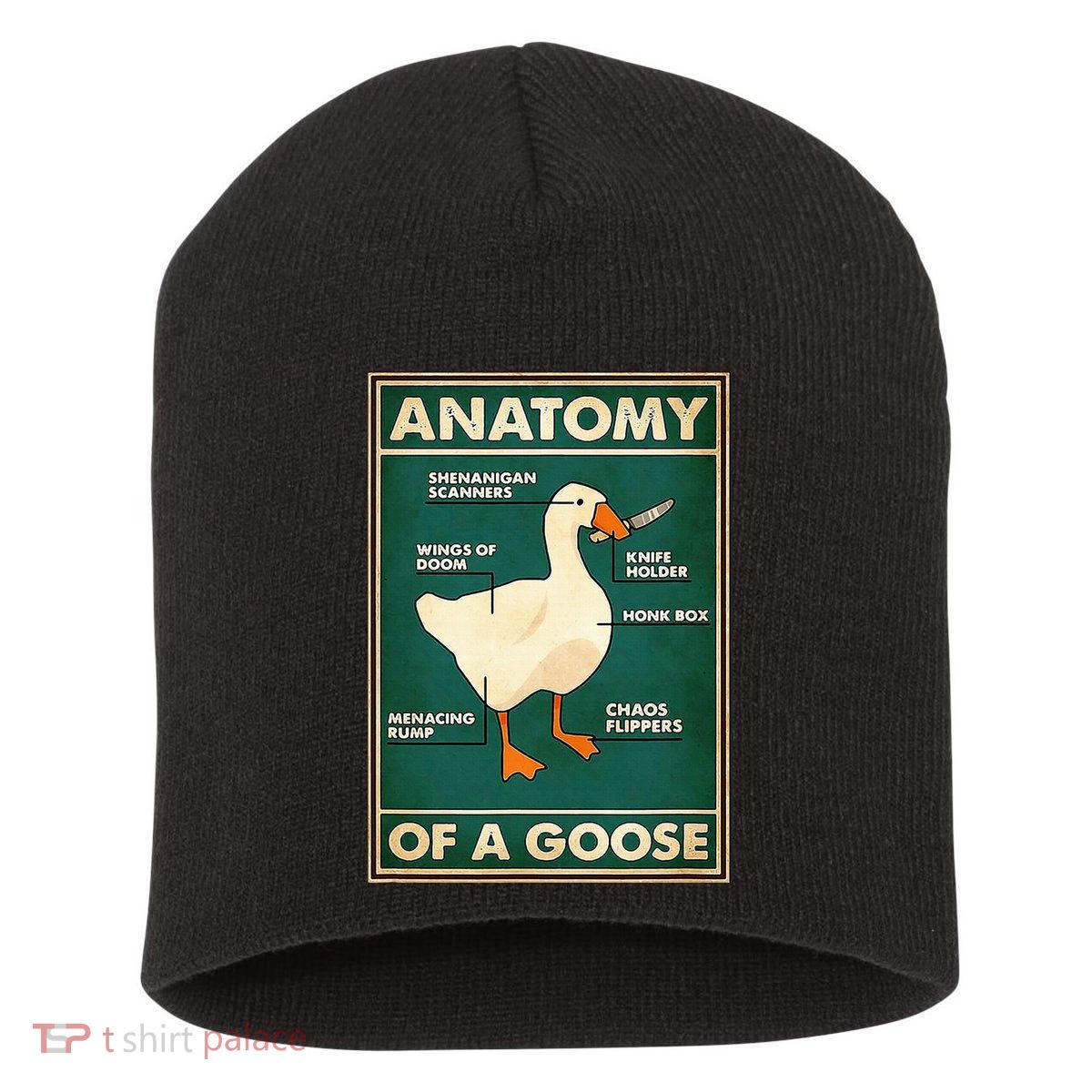 Anatomy Of A Goose With Knife Short Acrylic Beanie