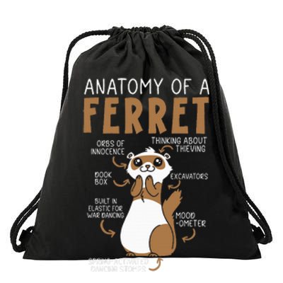 Anatomy Of A Ferret Lover Wildlife Animal Ferret Owner Drawstring Bag