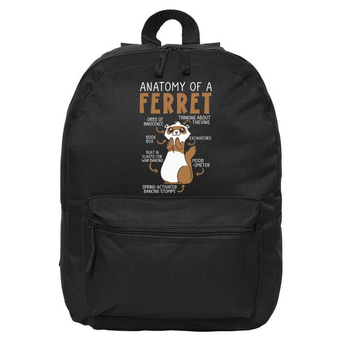 Anatomy Of A Ferret Lover Wildlife Animal Ferret Owner 16 in Basic Backpack