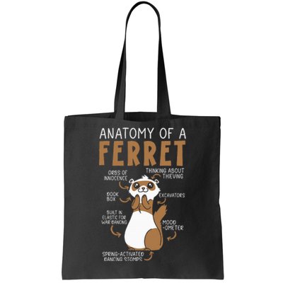 Anatomy Of A Ferret Lover Wildlife Animal Ferret Owner Tote Bag