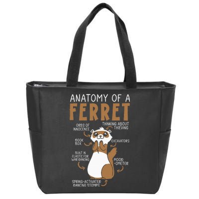 Anatomy Of A Ferret Lover Wildlife Animal Ferret Owner Zip Tote Bag