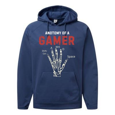 Anatomy Of A Gamer Funny Gaming Gift For Game Lovers Meaningful Gift Performance Fleece Hoodie