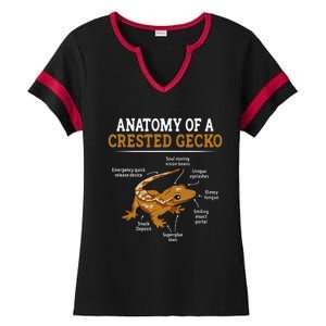 Anatomy Of A Crested Gecko Eyelash Lizard Herpetologist Ladies Halftime Notch Neck Tee