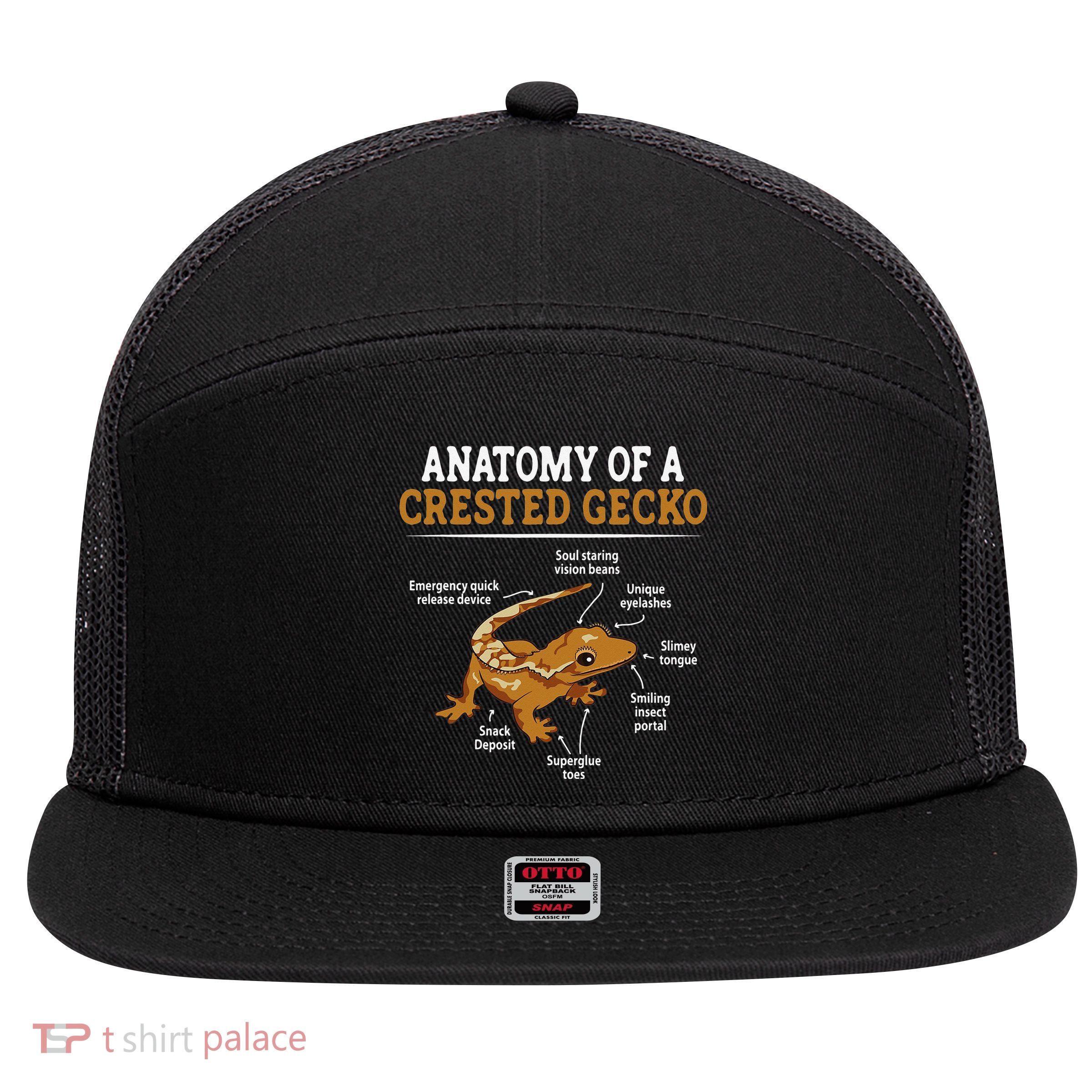 Anatomy Of A Crested Gecko Eyelash Lizard Herpetologist 7 Panel Mesh Trucker Snapback Hat