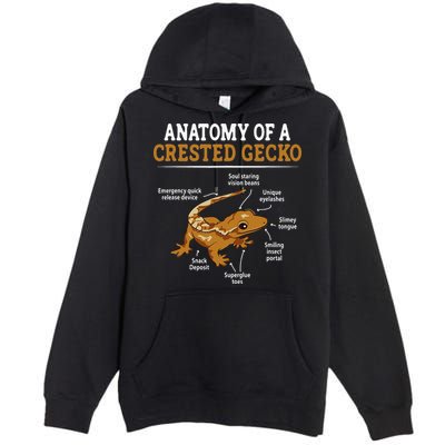 Anatomy Of A Crested Gecko Eyelash Lizard Herpetologist Premium Pullover Hoodie