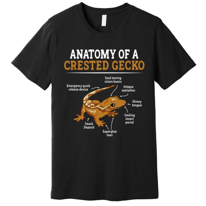 Anatomy Of A Crested Gecko Eyelash Lizard Herpetologist Premium T-Shirt