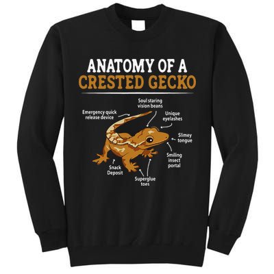 Anatomy Of A Crested Gecko Eyelash Lizard Herpetologist Tall Sweatshirt