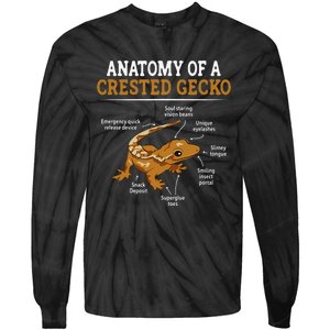 Anatomy Of A Crested Gecko Eyelash Lizard Herpetologist Tie-Dye Long Sleeve Shirt