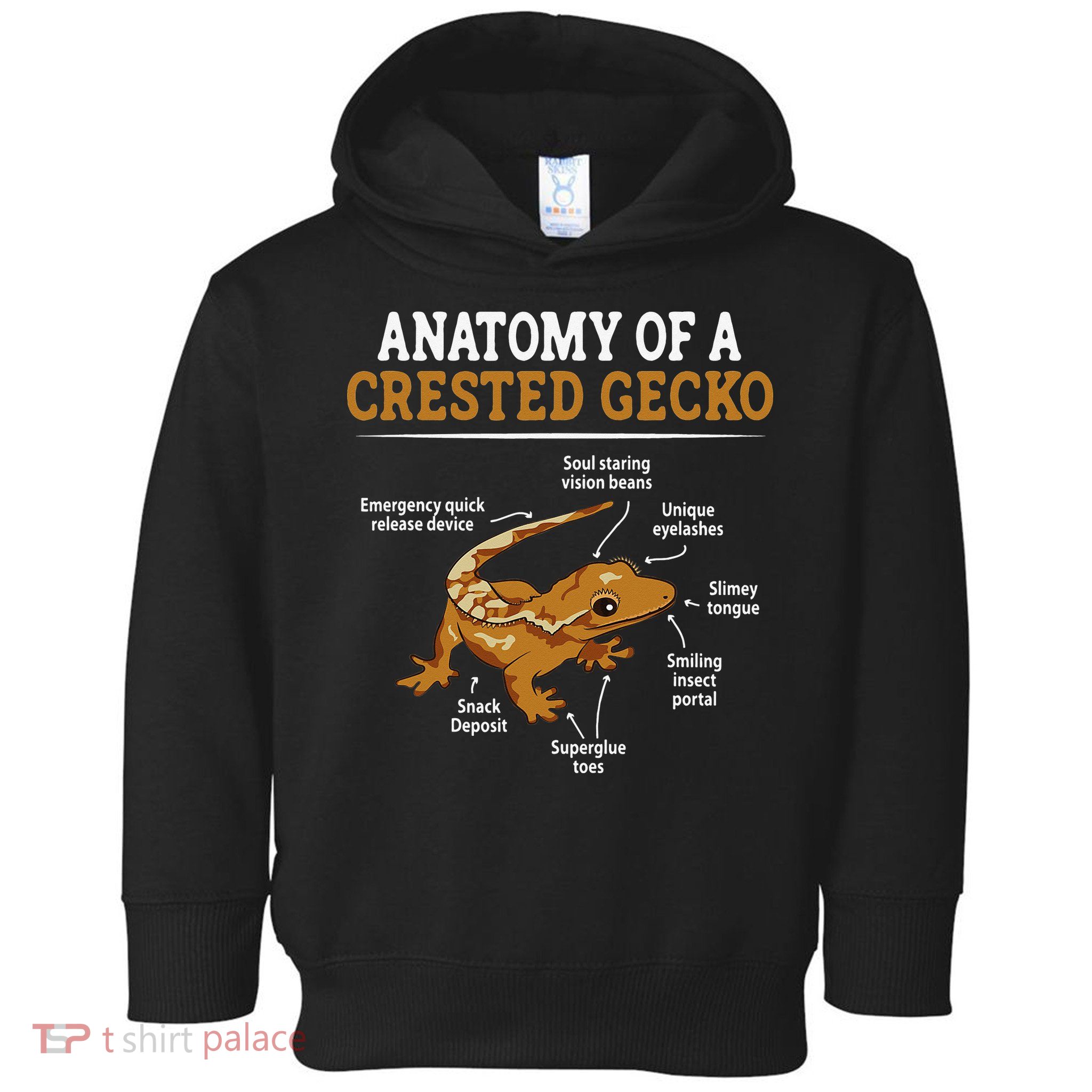 Anatomy Of A Crested Gecko Eyelash Lizard Herpetologist Toddler Hoodie