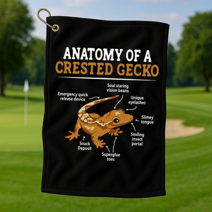 Anatomy Of A Crested Gecko Eyelash Lizard Herpetologist Golf Towel