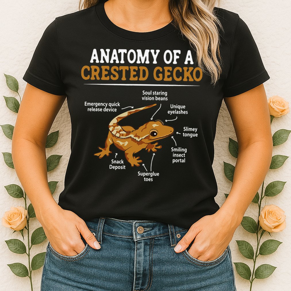 Anatomy Of A Crested Gecko Eyelash Lizard Herpetologist Womens T-Shirt