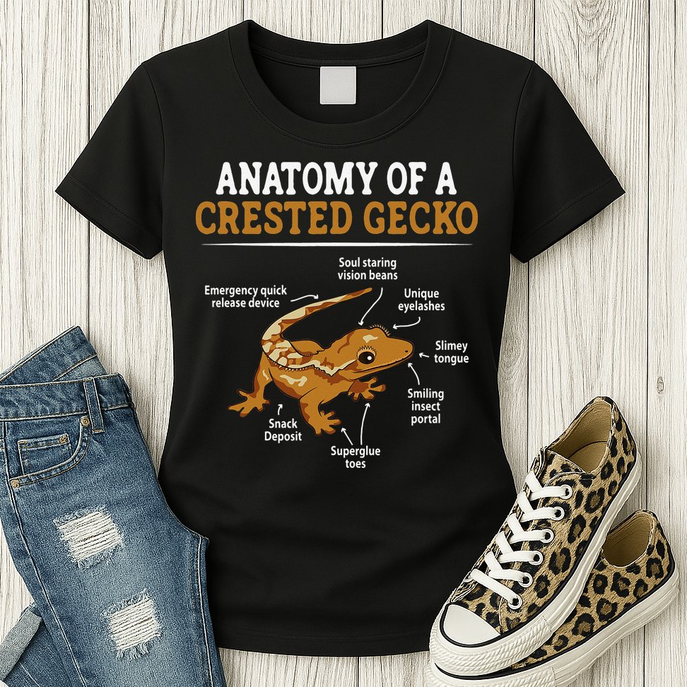 Anatomy Of A Crested Gecko Eyelash Lizard Herpetologist Womens T-Shirt