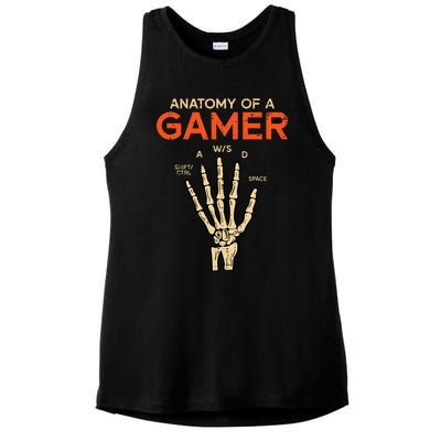 Anatomy Of A Gamer Skeleton Hand Funny Ladies PosiCharge Tri-Blend Wicking Tank