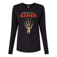 Anatomy Of A Gamer Skeleton Hand Funny Womens Cotton Relaxed Long Sleeve T-Shirt