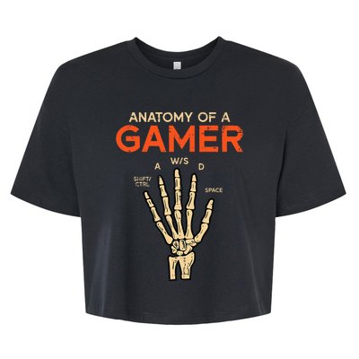 Anatomy Of A Gamer Skeleton Hand Funny Bella+Canvas Jersey Crop Tee